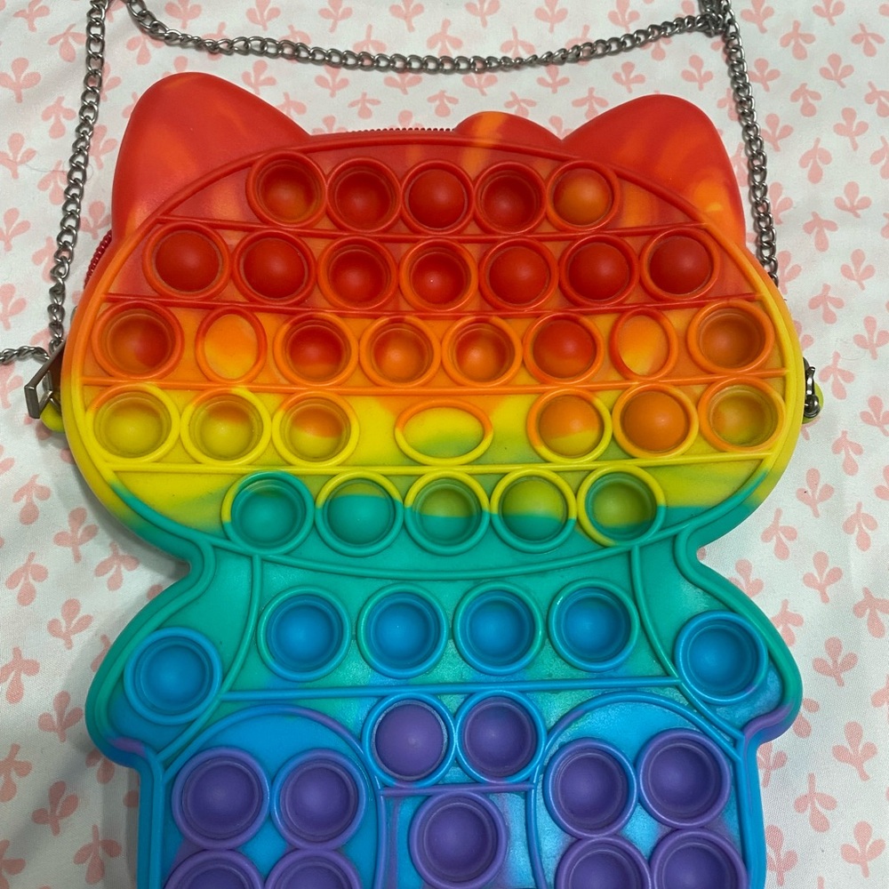 Rainbow Cat Pop It Shoulder Bag